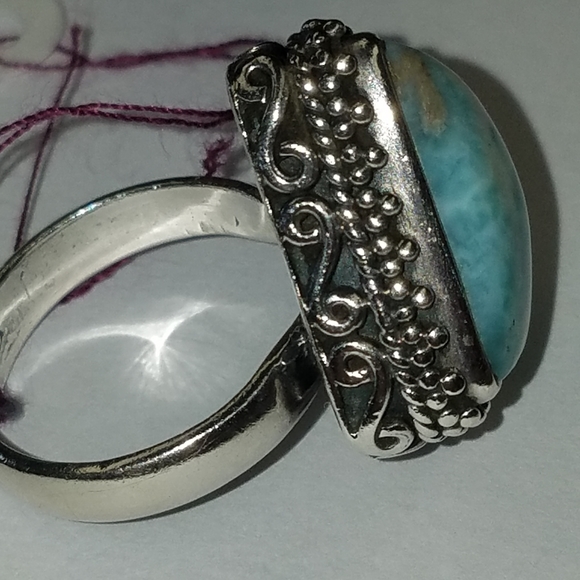 New Sterling Silver Larimar Ring Size 8.5 - Picture 5 of 6